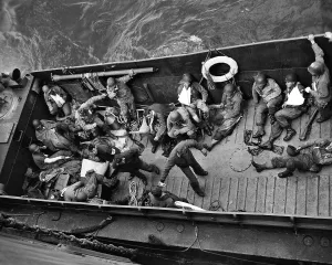 Images Dated 16th May 2007: Wounded soldiers in an invasion ambulance on D-Day