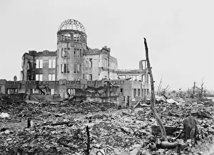 A Bomb Prints: Wrecked framework of the Museum of Science and Industry in Hiroshima