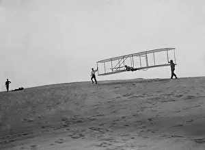 Technology Prints: Wright Brothers glider with a single vertical rudder before its flight, Oct. 10, 1902