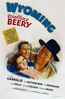 Wallace Prints: WYOMING, US poster art, from left: Ann Rutherford, Leo Carrillo, Wallace Beery, 1940