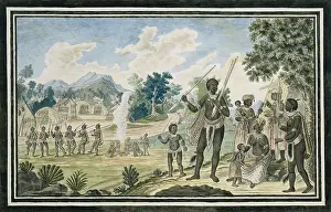 Folk Art Prints: Xhosa warrior with Five Assegais