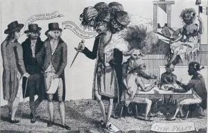 Cartoons Prints: XYZ Affair inspired this 1799 cartoon showing Hydra-headed French Government demanding money from the Americans