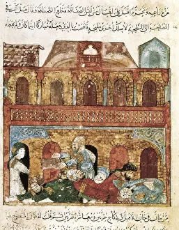 Courtier Prints: Yahya ibn Mahmud al-Wasiti; Al-Hariri of Basra (1054-1122). Arab erudite and poet