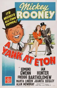 Top Hat Prints: A YANK AT ETON, US poster art, on bench from left: Tina Thayer, Mickey Rooney, 1942