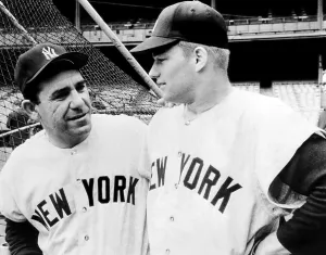 Manager Prints: Yankees Manager Yogi Berra and Jim Bouton, 1964. Courtesy: CSU Archives/Everett Collection