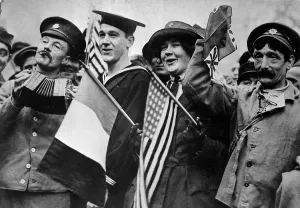 December Prints: Yanks and Tommies (British soldiers) celebrate the armistice ending World War I