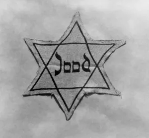 Jews Prints: Yellow and black star which the Jews were required to wear in occupied Holland during World War 2