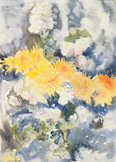 Garden Prints: YELLOW AND BLUE, by Charles Demuth, 1915, American painting, watercolor on paper