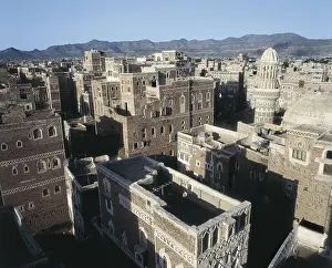 Yemenites Prints: YEMEN. SANA'A. Sana. Yemeni adobe architecture