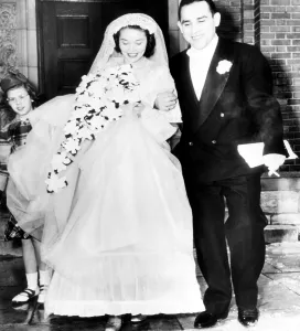 Bride And Groom Prints: Yogi Berra and his bride, Carmen Short, 1949. Courtesy: CSU Archives/Everett Collection