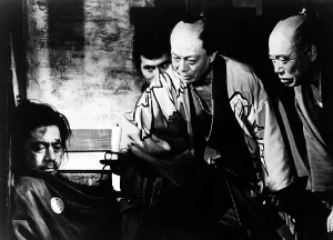 Shimura Prints: YOJIMBO, Toshiro Mifune, Tatsuya Nakadai, (back), Takashi Shimura, (r), 1961