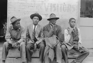 Well Dressed Prints: Young African American men on a bench on a Waco