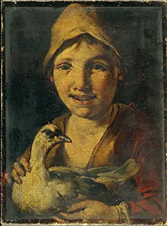 Eyes Prints: Young Farmer with Fowl, probably by Giacomo Francesco Cipper also called Todeschini, ca