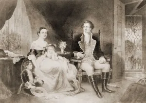Scenes Prints: Young George Washington courting the wealthy widow, Martha Dandridge Custis