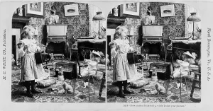 Doll Prints: A young girl prepares to photograph her doll