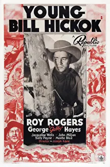 1940 Movies Prints: YOUNG BILL HICKOK, center: Roy Rogers, bottom left: George Gabby Hayes on poster art, 1940