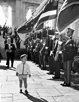 Little Boys Prints: Young John Kennedy Jr. the President's son, inspects the honor guard