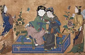 Gentleman Prints: Young lady seated in a couch, surrounded by his servants
