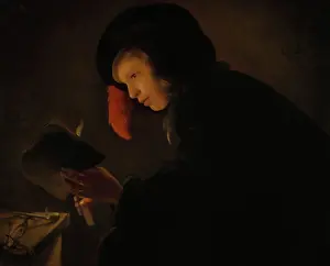 Young Man Prints: Young Man by Candlelight, by Christiaen Dusart, 1645, Dutch painting, oil on canvas