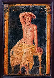 Bare Chested Prints: Young Man Sitting, by unknown artist