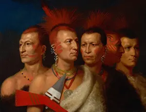 20 40 Years Old Prints: YOUNG OMAHAW, WAR EAGLE, LITTLE MISSOURI, AND PAWNEES, by Charles Bird King, 1821