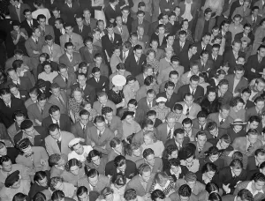 Benny Prints: Young people listen to the Benny Goodman Band in an Oakland