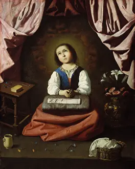 Girl Prints: THE YOUNG VIRGIN, by Francisco de Zurbaran, 1632-1633, Spanish painting, oil on canvas