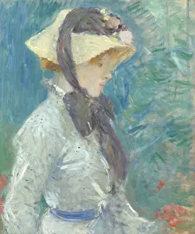 Berthe Prints: Young Woman with a Straw Hat, by Berthe Morisot