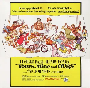 Husband Prints: YOURS, MINE AND OURS, US poster art, top center: Henry Fonda, Lucille Ball, 1968
