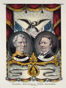 Zachary Prints: Zachary Taylor. Color campaign banner for Whig Party candidates in the national election of 1848