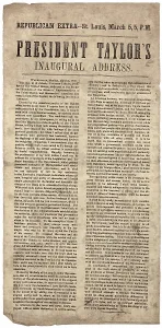 Inauguration Prints: Zachary Taylor. Inaugural address of Zachary Taylor 12th president of the United States