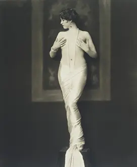 Jean Prints: Ziegfeld girl Jean Ackerman. Full length portrait of Ackerman nude and draped in beads and cloth
