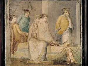 Zither Prints: Zither Player from Stabia. Roman art