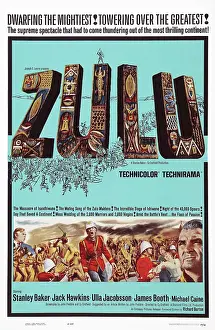 1964 Movies Prints: ZULU, US poster, Michael Caine (open Mouth), Stanley Baker (right), 1964